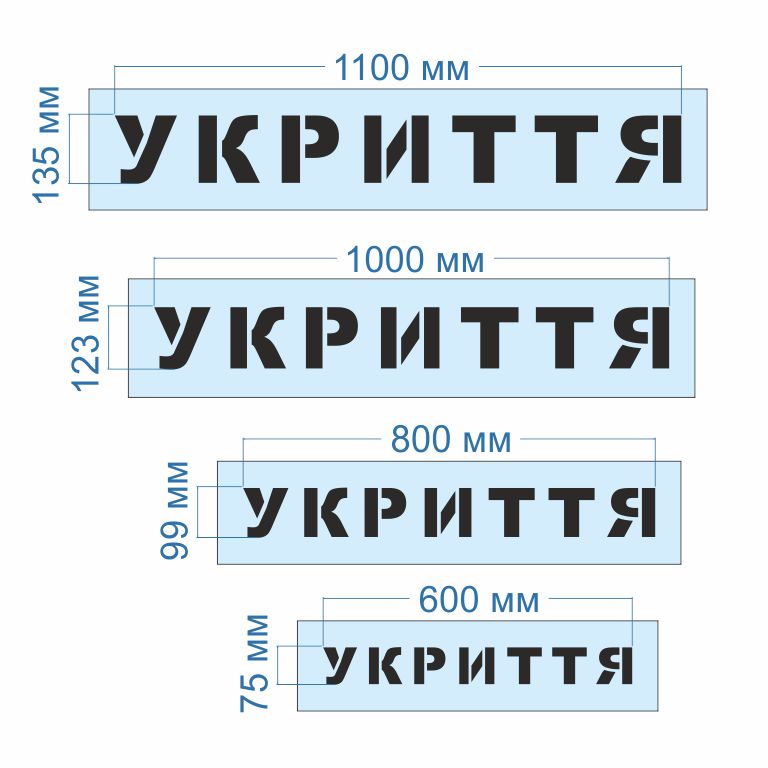 Трафарети з надписом укриття